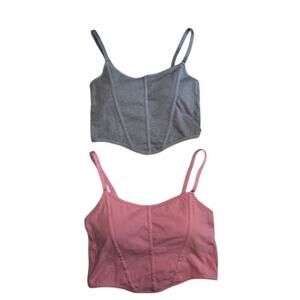 Steve Madden Corset Style Comfort Bra lot of 2 Gray and Pink Size Med
